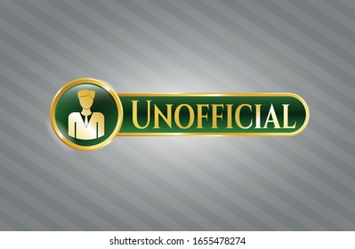  Shiny emblem with businessman icon and Unofficial text inside