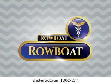  Shiny emblem with Caduceus medical icon and Rowboat text inside