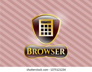  Shiny emblem with calculator icon and Browser text inside