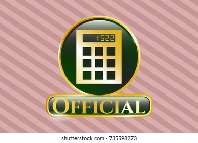  Shiny emblem with calculator icon and Official text inside