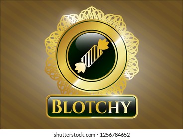  Shiny emblem with candy icon and Blotchy text inside