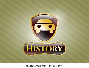  Shiny emblem with car seen from front icon and History text inside