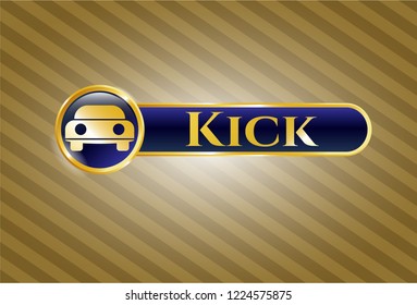  Shiny emblem with car seen from front icon and Kick text inside