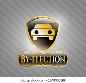  Shiny emblem with car seen from front icon and By-election text inside