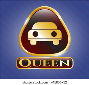  Shiny emblem with car seen from front icon and Queen text inside
