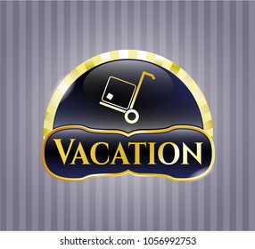  Shiny emblem with cargo icon and Vacation text inside