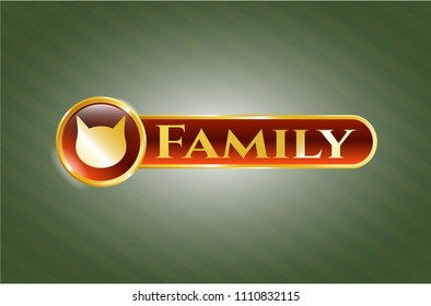  Shiny emblem with cat face icon and Family text inside