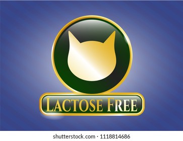  Shiny emblem with cat face icon and Lactose Free text inside