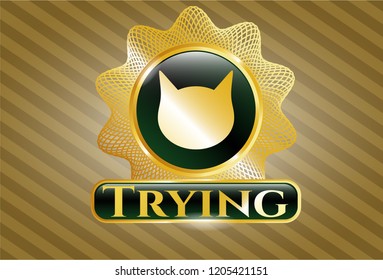  Shiny emblem with cat face icon and Trying text inside
