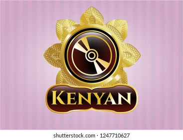  Shiny emblem with CD or DVD disc icon and Kenyan text inside