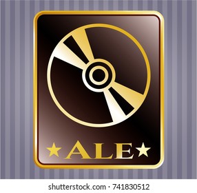  Shiny emblem with CD or DVD disc icon and Ale text inside