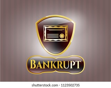  Shiny emblem with certificate icon and Bankrupt text inside