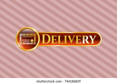  Shiny emblem with certificate icon and Delivery text inside
