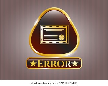  Shiny emblem with certificate icon and Error text inside