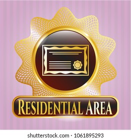  Shiny emblem with certificate icon and Residential Area text inside