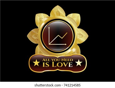  Shiny emblem with chart icon and All you Need is Love text inside