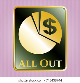  Shiny emblem with chart icon and All Out text inside