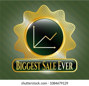   Shiny emblem with chart icon and Biggest Sale Ever text inside