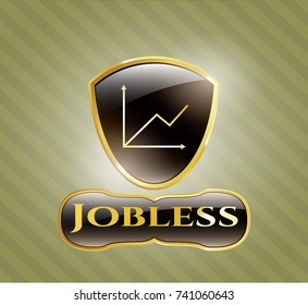  Shiny emblem with chart icon and Jobless text inside