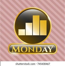  Shiny emblem with chart icon and Monday text inside