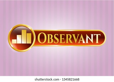  Shiny emblem with chart icon and Observant text inside