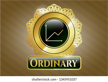 Shiny emblem with chart icon and Ordinary text inside