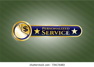  Shiny emblem with chart icon and Personalized Service text inside