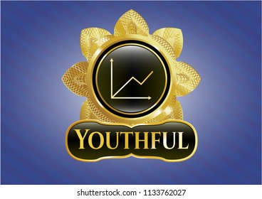  Shiny emblem with chart icon and Youthful text inside