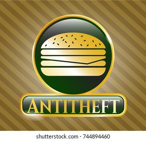  Shiny emblem with cheeseburger icon and Antitheft text inside