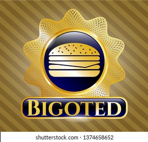  Shiny emblem with cheeseburger icon and Bigoted text inside