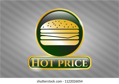 Shiny emblem with cheeseburger icon and Hot Price text inside