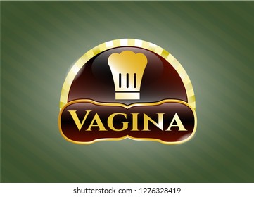 Shiny emblem with chef hat icon and Vagina text inside