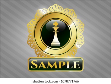   Shiny emblem with chess king icon and Sample text inside