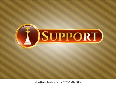  Shiny emblem with chess king icon and Support text inside