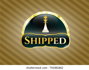  Shiny emblem with chess king icon and Shipped text inside