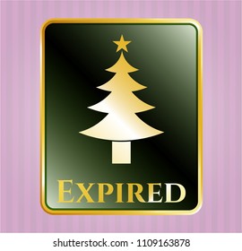   Shiny emblem with christmas tree icon and Expired text inside