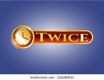  Shiny emblem with clock, time icon and Twice text inside