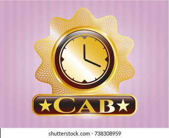  Shiny emblem with clock, time icon and Cab text inside