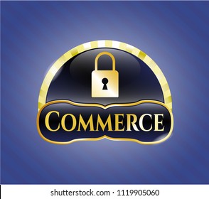  Shiny emblem with closed lock icon and Commerce text inside