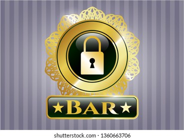  Shiny emblem with closed lock icon and Bar text inside