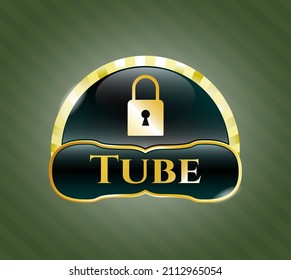 Símbolo brillante con icono de bloqueo cerrado y texto de tubo dentro