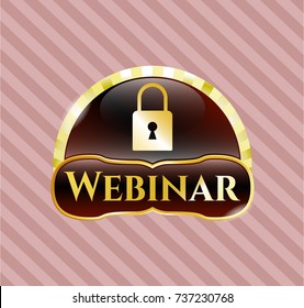  Shiny emblem with closed lock icon and Webinar text inside