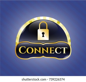  Shiny emblem with closed lock icon and Connect text inside