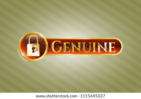                                Shiny emblem with closed lock icon and Genuine text inside                                           