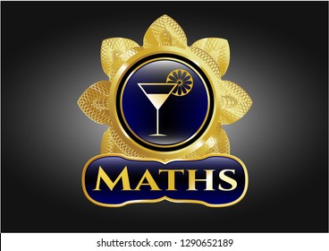  Shiny emblem with cocktail glass icon and Maths text inside