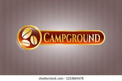  Shiny emblem with coffee bean icon and Campground text inside
