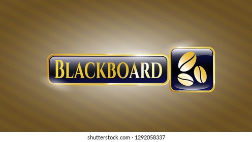  Shiny emblem with coffee bean icon and Blackboard text inside