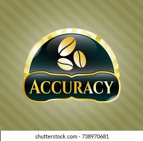  Shiny emblem with coffee bean icon and Accuracy text inside