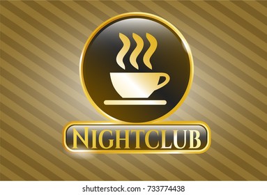  Shiny emblem with coffee cup icon and Nightclub text inside