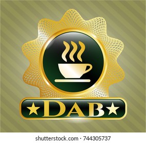  Shiny emblem with coffee cup icon and Dab text inside